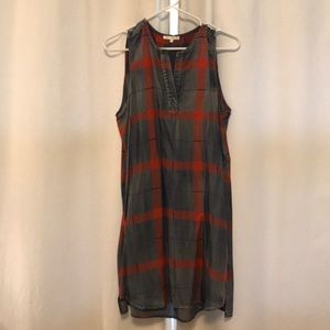 Chambray plaid sleeveless dress